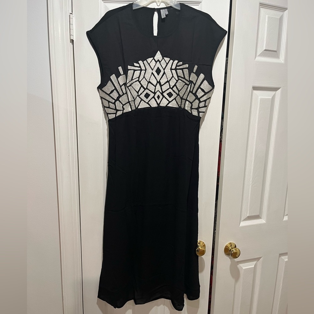 Anthropologie Bl^nk London black embroidered midi dress